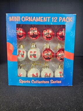 Sports Collector Series 12 Pack Mini NE Cornhusker Logo Holiday Ornaments New